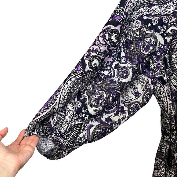 Lane Bryant Paisley Print Belted Maxi Dress Size 22 Boho 3/4 Sleeve Party Satin - Picture 3 of 8